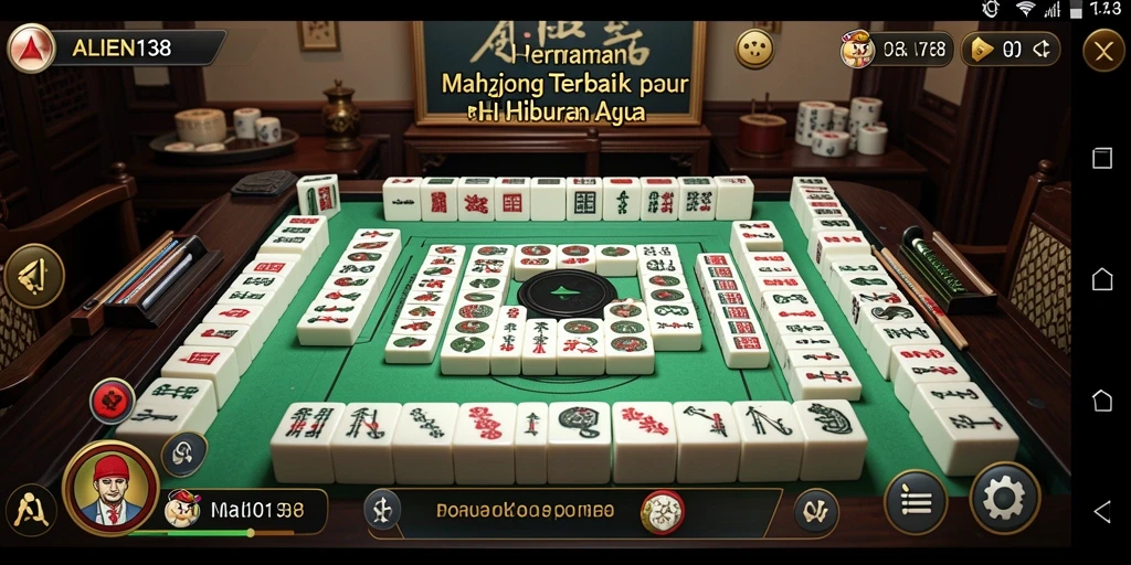 Screenshot permainan ALIEN138 menampilkan antarmuka Mahjong yang menarik.