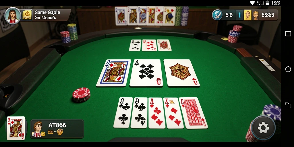 Screenshot AT866 menampilkan gameplay Gaple yang seru dan interaktif.