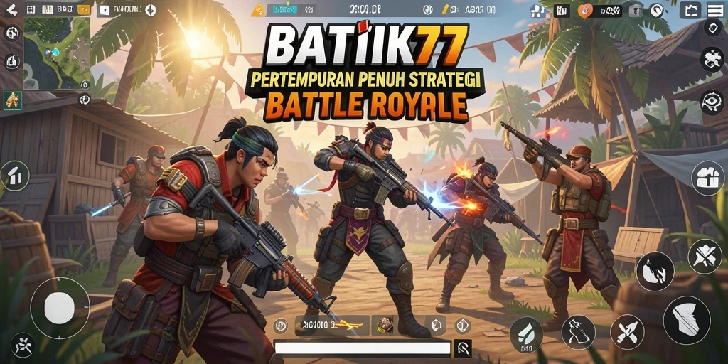 Tampilan gameplay seru dalam BATIK77 di arena pertempuran.