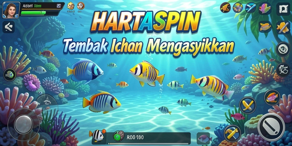 Gameplay seru menembak ikan di HARTASPIN dengan grafik yang memukau.
