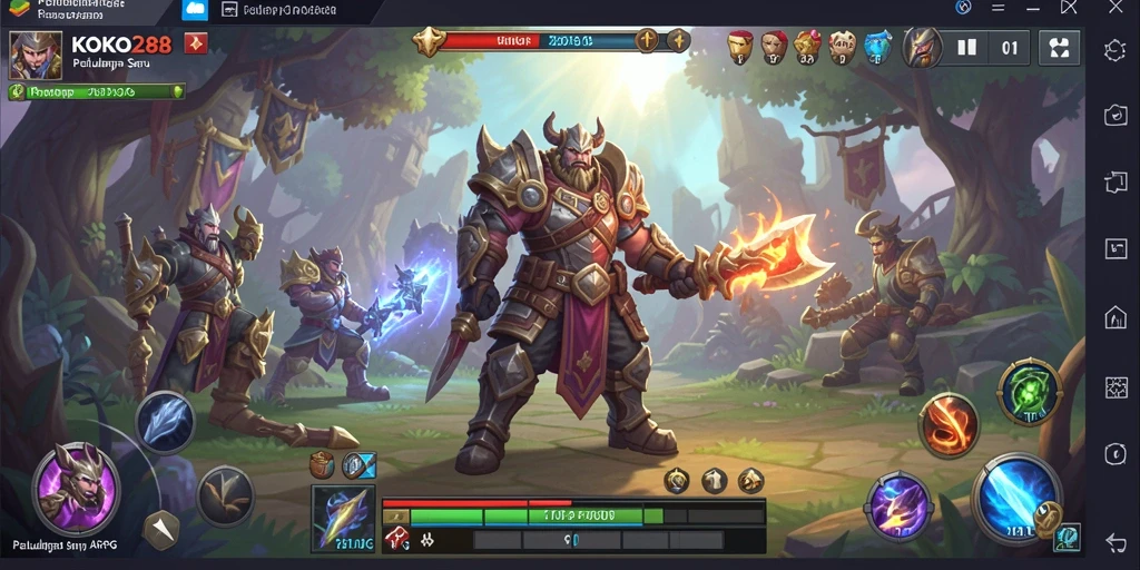 Screenshot gameplay KOKO288 menampilkan aksi pertarungan epik di dunia ARPG.