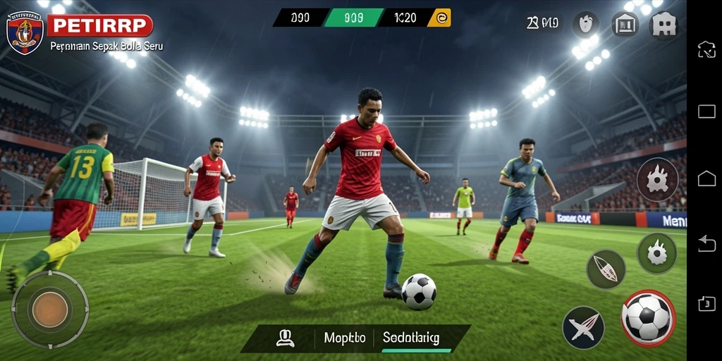Tampilan gameplay menegangkan di lapangan sepak bola.